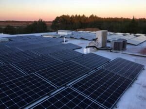 rooftop solar panels on commercial business