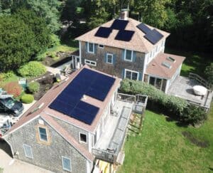 house with rooftop solar panels