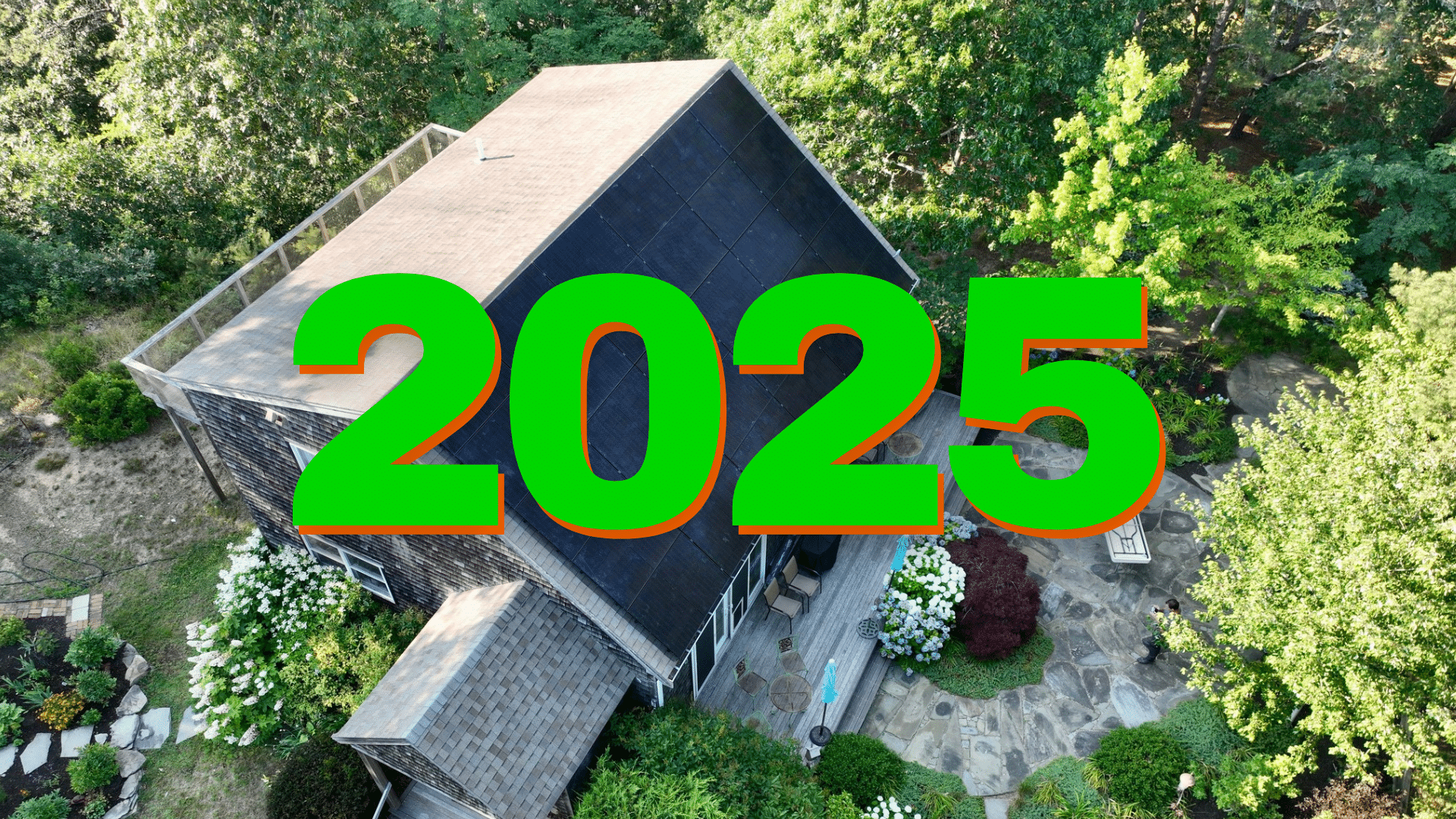 My Generation Energy branded orange & green 2025 atop image of residential solar install